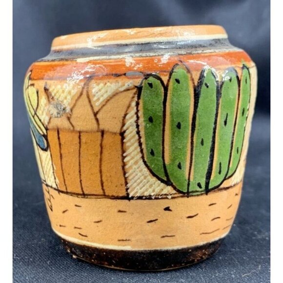 Vintage Mexico Small Clay Vase Man on Siesta 2.5" - Picture 2 of 8